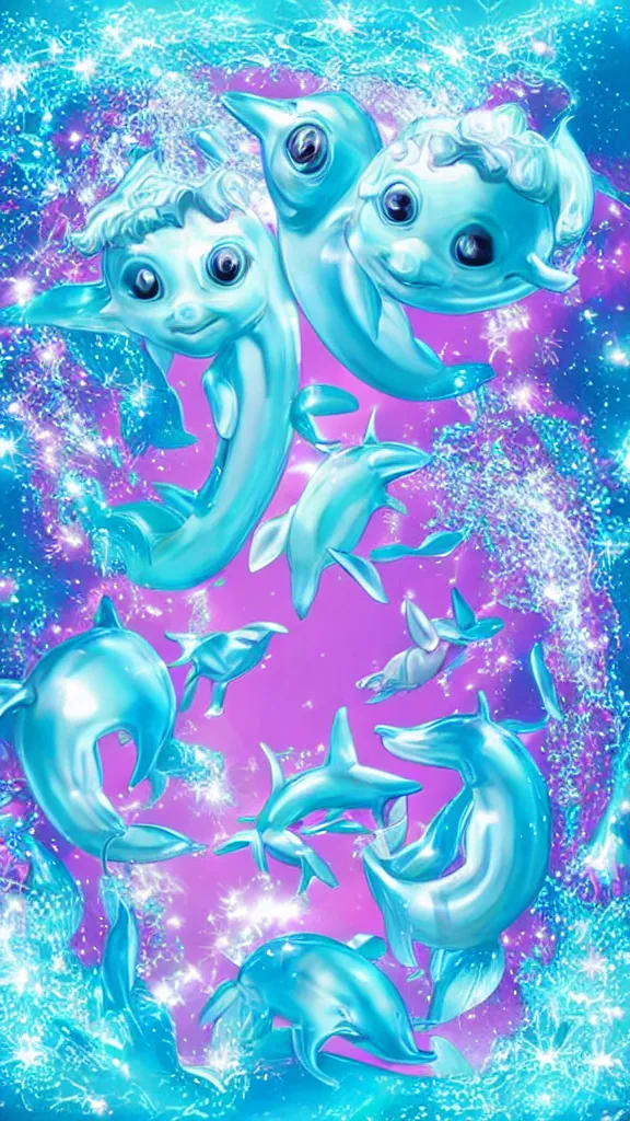 Image similar to popworld 3 d y 2 k dolphins and sparkles, seapunk