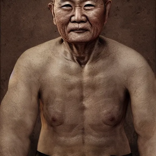 Image similar to asian man as old as time, extreme detail, photorealistic