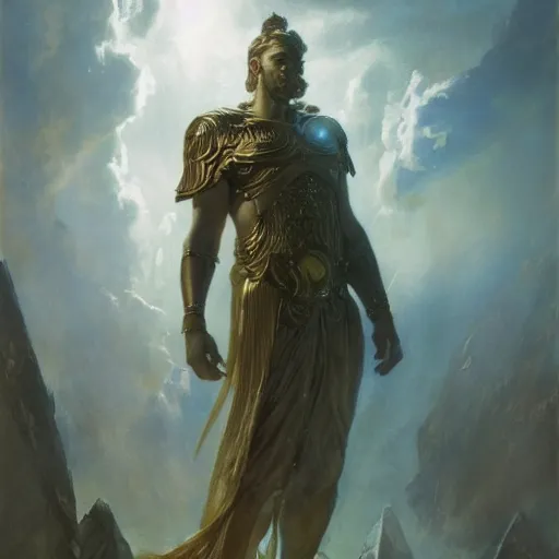 Prompt: handsome portrait of a thin norse mythology god posing, radiant light, caustics, war hero, hades supergiant, by gaston bussiere, bayard wu, greg rutkowski, giger, maxim verehin