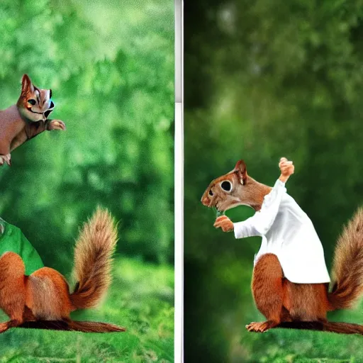 Image similar to Photoshop of a squirrel dressed as Peter Pan