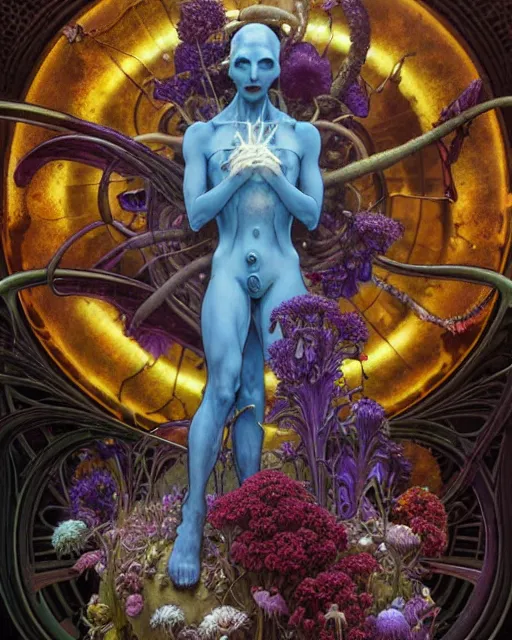 Image similar to the platonic ideal of flowers, rotting, insects and praying of cletus kasady carnage thanos dementor doctor manhattan chtulu mandelbulb spirited away bioshock davinci heavy rain, d & d, fantasy, ego death, decay, dmt, psilocybin, art by artgerm and greg rutkowski and alphonse mucha and john bauer