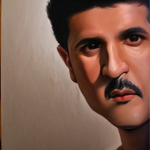 Image similar to painting of ali daei, realistic, hyperrealism, studio lighting, detailed