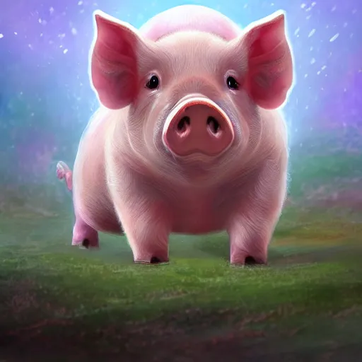 Image similar to cute pig, fantasy art, concept art, computer art, high detail, 4 k,