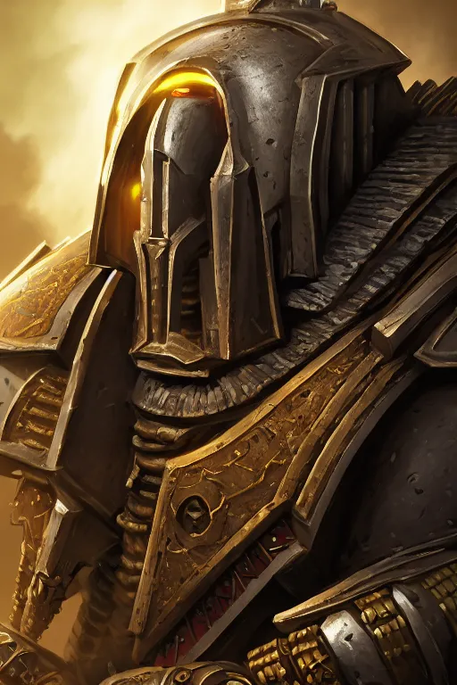 Image similar to armor portrait heros warhammer 4 0 k horus heresy fanart - the primarchs emperor by johannes helgeson animated with vfx concept artist & illustrator global illumination ray tracing hdr fanart arstation zbrush central hardmesh 8 k octane renderer comics stylized