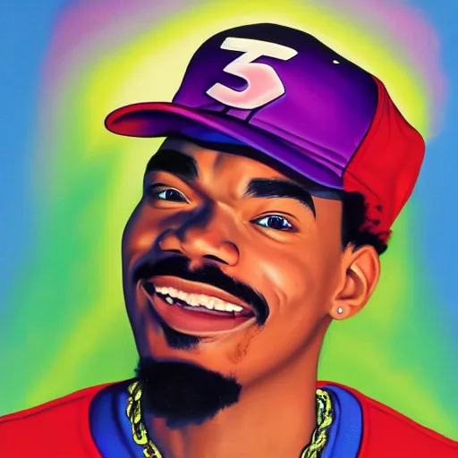 Prompt: portrait painting of chance the rapper dressed as will ( from the fresh prince of bel - air ( 1 9 9 0 ) by greg hildebrandt