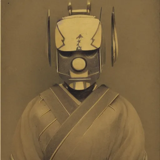 Prompt: portrait of a samurai robot ( c. 1 8 8 0 - c. 1 8 9 2 ) drawing in high resolution by otto eerelman