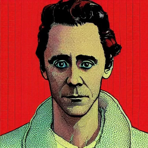 Image similar to “ tom hiddleston retro minimalist portrait by jean giraud, moebius starwatcher, comic, 8 k ”