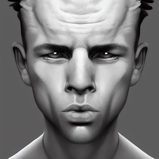 Image similar to Symmetrical, portrait of Bart Simpson, scowling, studio lighting, depth of field, photography, black and white, highly detailed, by Stanley Artgerm Lau, WLOP, Rossdraws, James Jean, Andrei Riabovitchev, Marc Simonetti, and Sakimichan, tranding on artstation