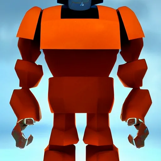 Image similar to the iron giant with orange peel texture, realistic, render