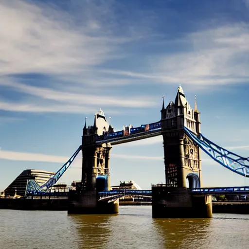 Prompt: tower bridge sunny day, modern photography, 4k,