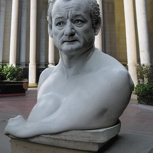 Image similar to bill murray as a marmor statue by michelangelo