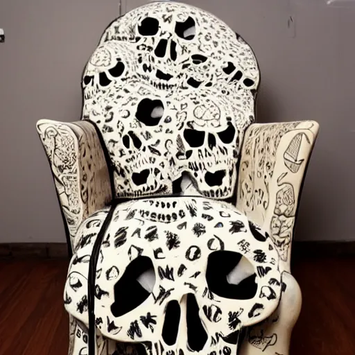 Image similar to a chair made from skulls