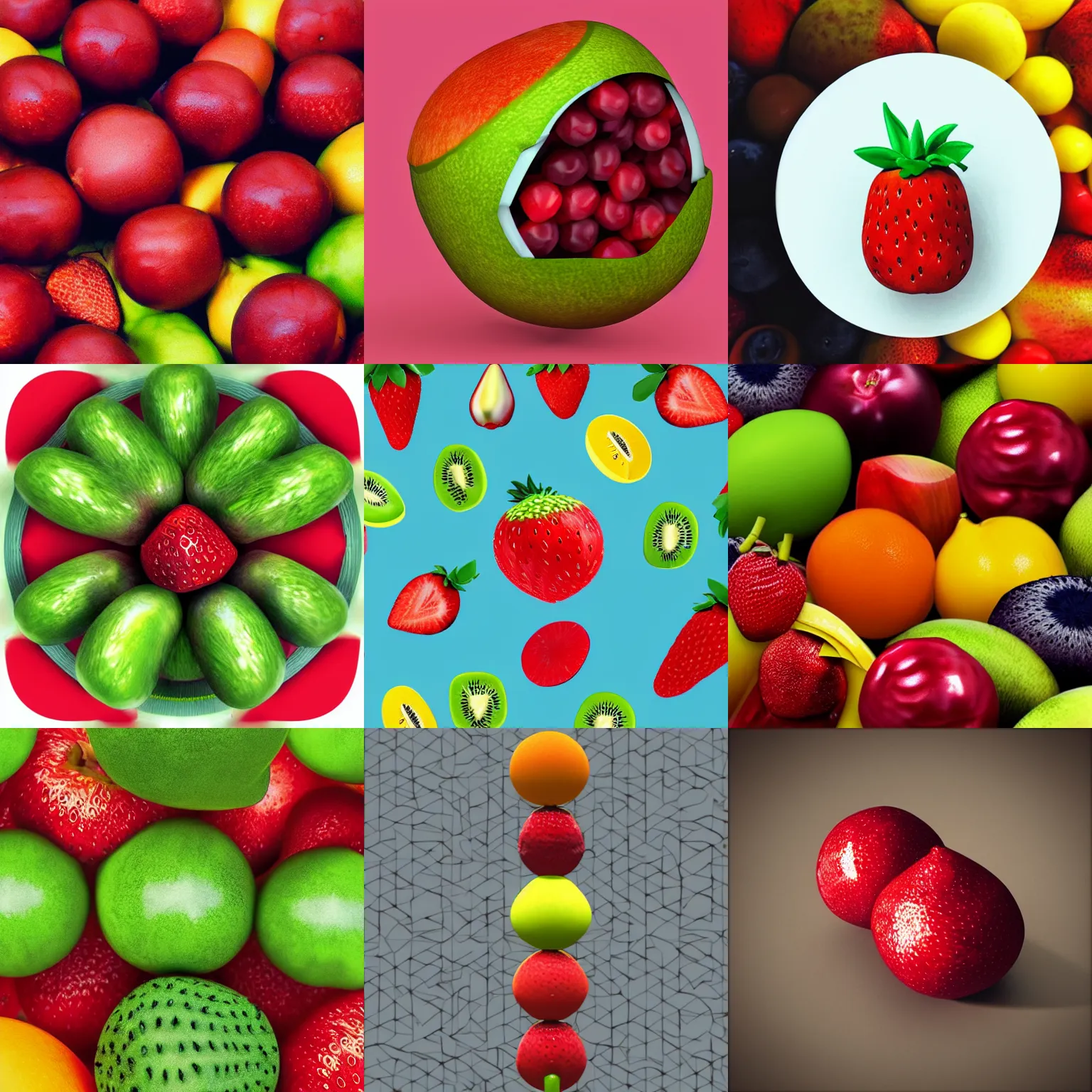Prompt: centered hyper-realistic fruit, #FF0000 background