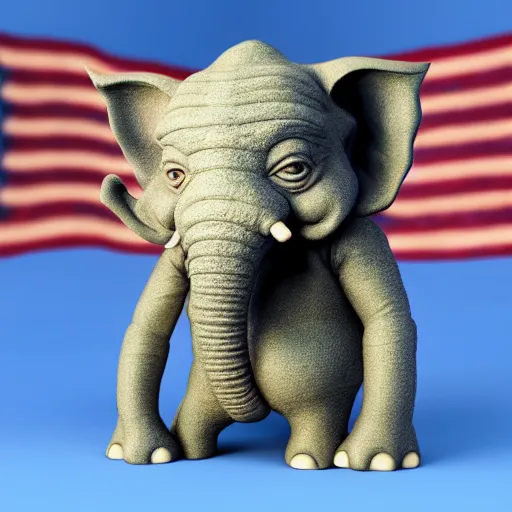 Prompt: elephant yoda as potus american flag in 3 d, art designers magazine photo unreal 8 k resolution