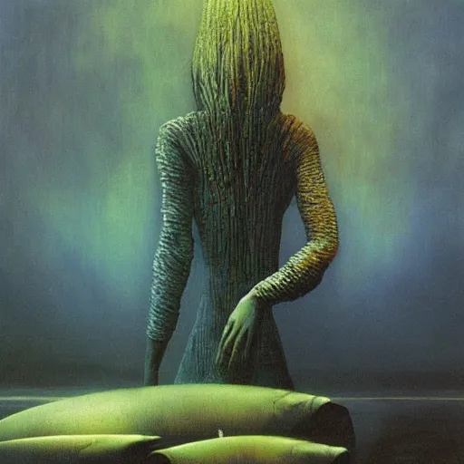 Prompt: fish, coral, fantasy, dark art, by zdzisław beksiński