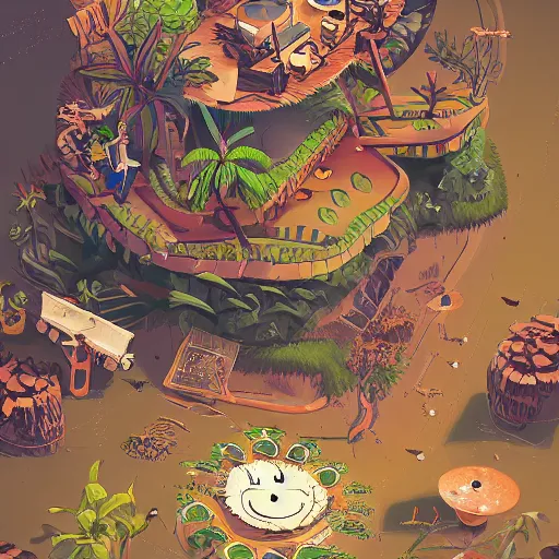 Prompt: 🌛 🤖 🌴 🏓 hyperdetailed illustration trending on artstation