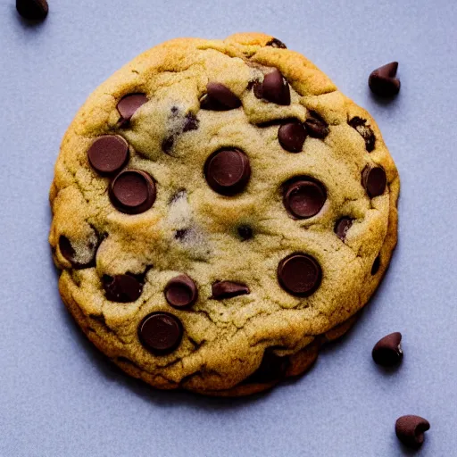 Image similar to the moon as a chocolate chip cookie, 4k food photograph