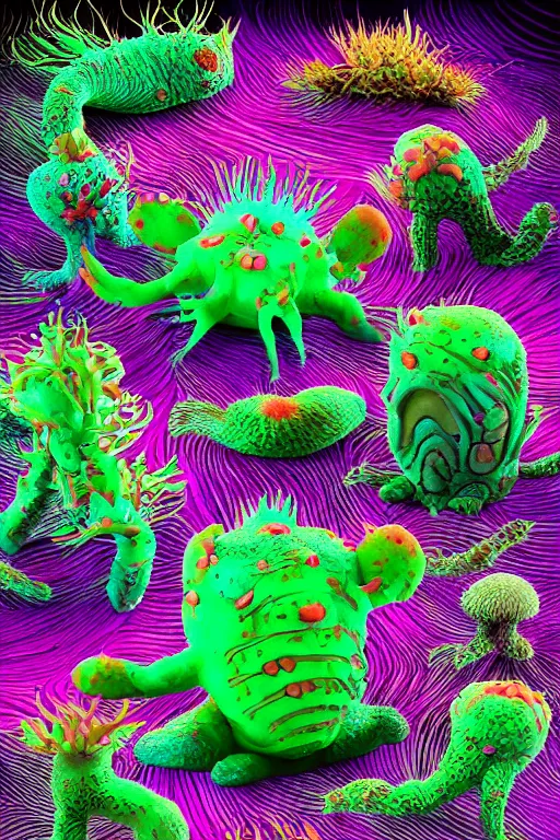 Image similar to creature sushi roots cactus elemental flush of force nature micro world fluo light deepdream