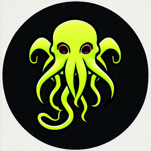 Image similar to cthulhu as ☺ emoji, telegram sticker design, flat design, glossy design, white outline