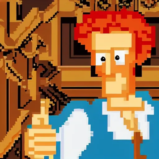 Image similar to pixel art Guybrush Threepwood from Monkey Island, retro, 90\'s game