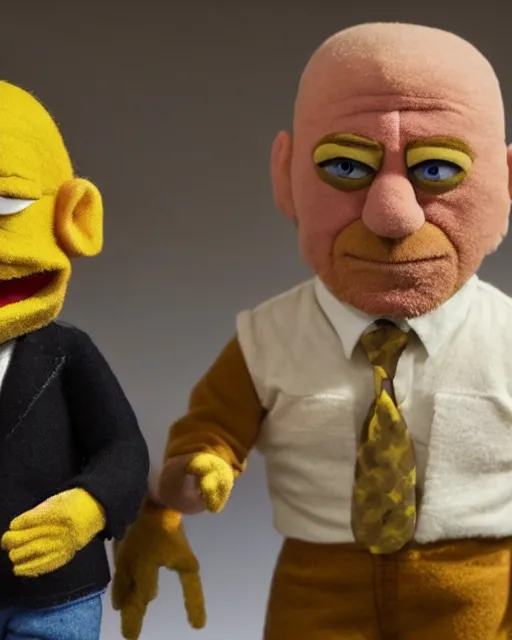 Image similar to dean norris breaking bad as a muppet. highly detailed felt. hyper real photo. 4 k.