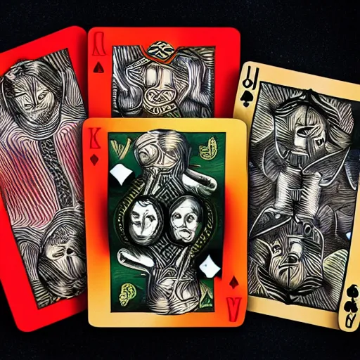 Image similar to a group of otherworldly creatures playing cards, by wayne barlow