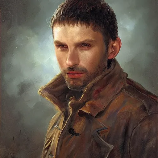 Image similar to portrait of a polish man ( 3 5 ) from poland in 2 0 2 1, an oil painting by ross tran and thomas kincade