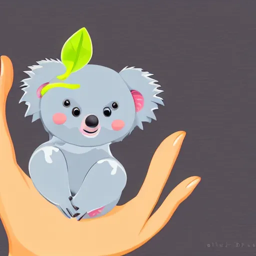 Prompt: Cute Koala Waving Hand Cartoon llustration. Isolated, Flat Cartoon Style