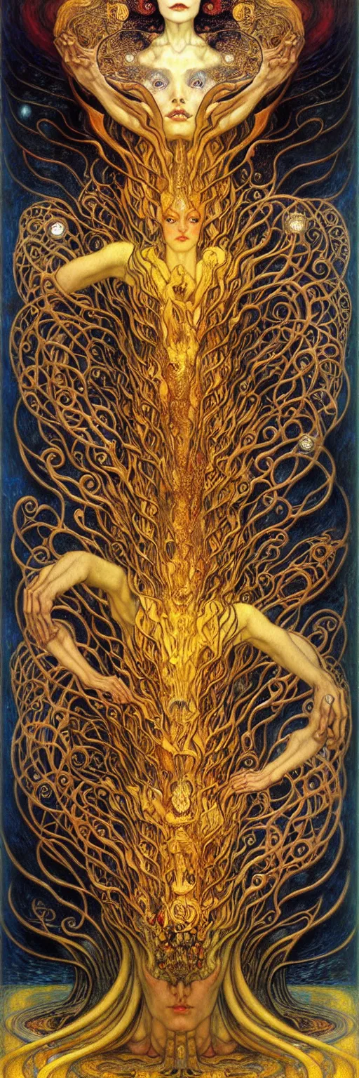 Image similar to Divine Chaos Engine by Karol Bak, Jean Delville, William Blake, Gustav Klimt, and Vincent Van Gogh, symbolist, visionary