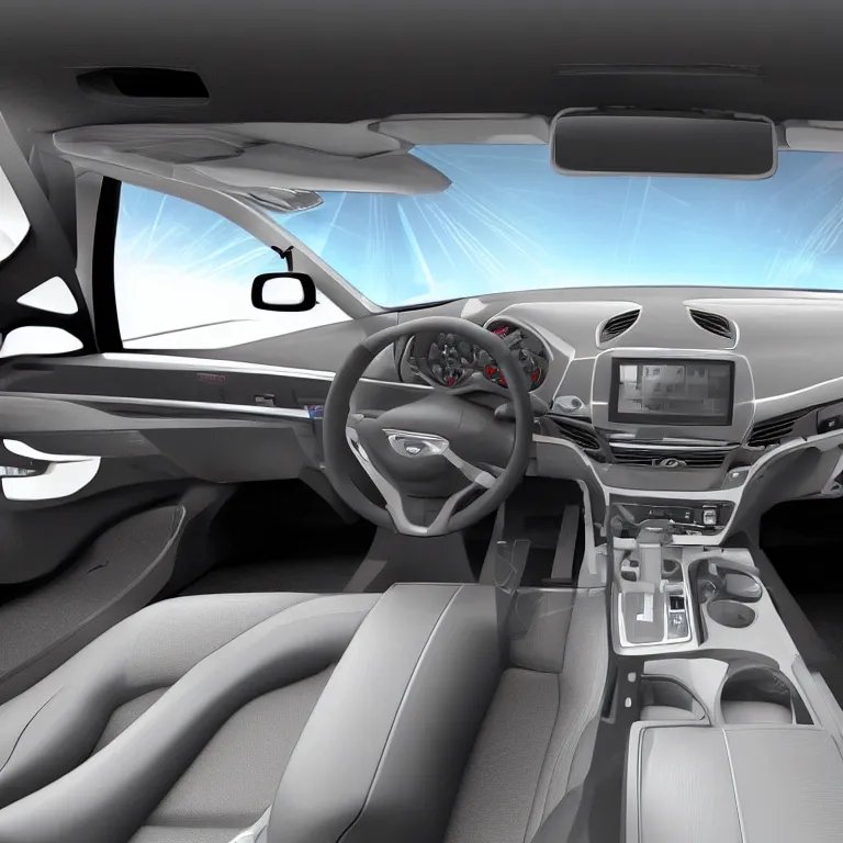 Prompt: 3D spatial user interface inside car interior very detailed