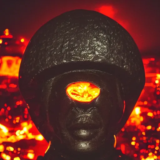 Image similar to burning head cop, centered, at night