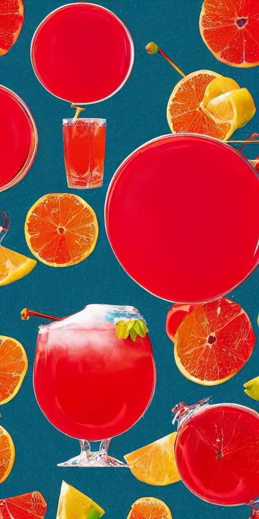 Image similar to a seamless repeating pattern of campari soda, colourful, symmetrical, repeating 35mm photography, in the style of toiletpaper magazine, surreal, high detail, photograph by Pierpaolo Ferrari