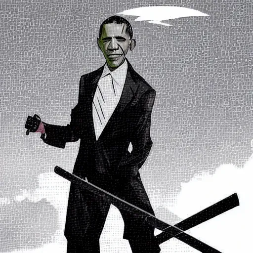 Image similar to obama as an anime swordfighter