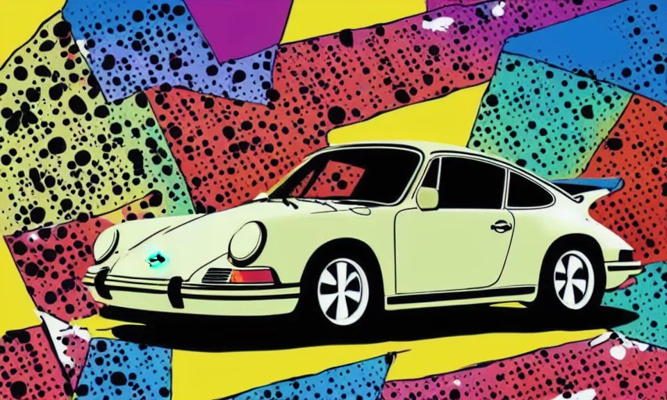 Image similar to pop art illustration of the porsche 9 1 1