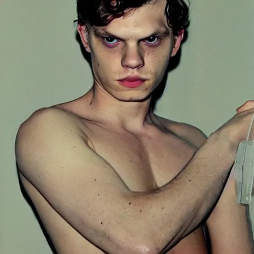 Image similar to evan peters showing his arm pits, by nan goldin, by larry clark, by terry richardson, fashion, vman magazine