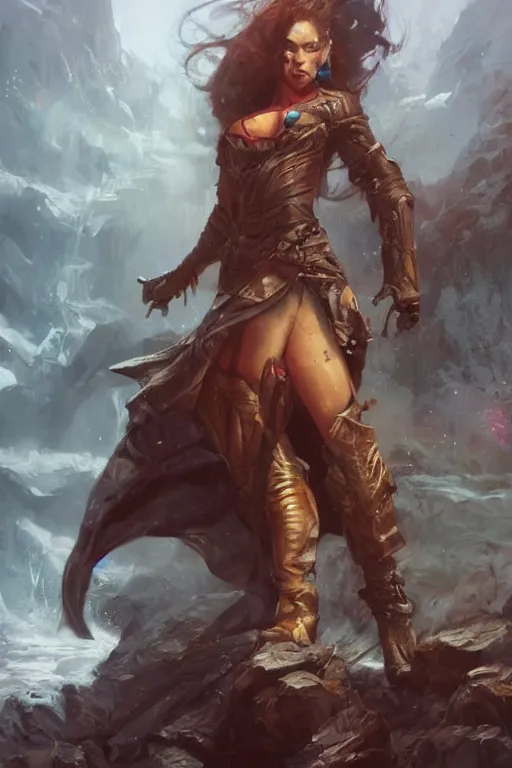 Image similar to a portrait of a character in a scenic environment by Raymond Swanland