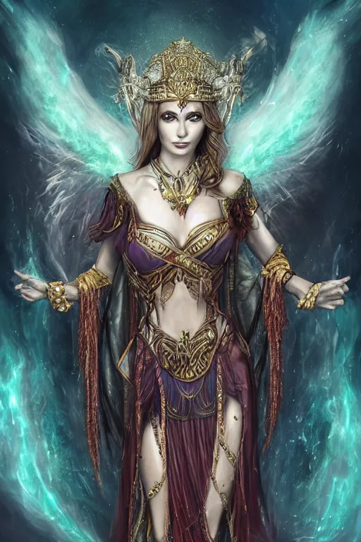 Prompt: The Goddess of the Fifth Season (season that comes randomly and rarely after many years and that is completely fuelled with magic) | fantasy art