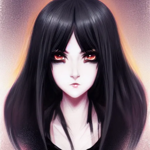 front-facing headshot of a young gothic anime woman | Stable Diffusion ...