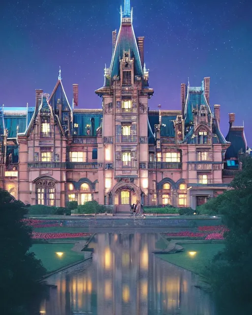 Prompt: highly detailed surreal vfx portrait of the biltmore estate, analogous colors, stephen bliss, unreal engine, greg rutkowski, loish, rhads, beeple, makoto shinkai and lois van baarle, ilya kuvshinov, rossdraws, tom bagshaw, alphonse mucha, global illumination, detailed and intricate environment