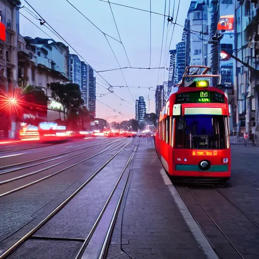 Image similar to a tram ride in sao paulo city at night, photorealistic, ultra detailed, 8 k