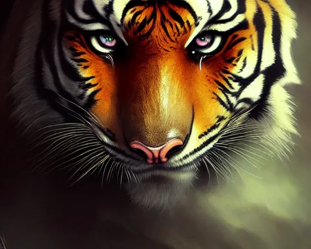 Moody Tiger Stunning Close-up in 8k Resolution Stock Illustration -  Illustration of techniques, screen: 296880336