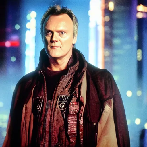 Image similar to Anthony Head as Cyberpunk Uther