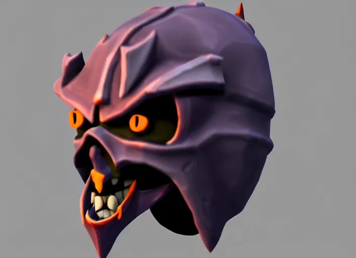 Prompt: hooded skull, with oni face mask, stylized stl, 3 d render, activision blizzard style, hearthstone style, crash bandicoot artstyle