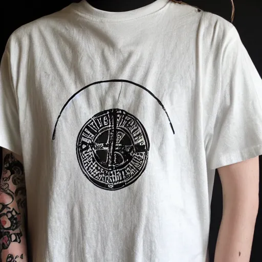 Prompt: vintage t-shirt illustration washed 80’s grunge shifter off white color