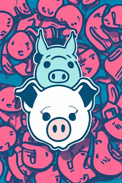 Image similar to A pig fitness coach, sticker, portrait, highly detailed, colorful, illustration, smooth and clean vector curves, no jagged lines, vector art, smooth