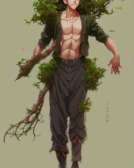 Image similar to character concept art of tom hanks as an anime dryad | cute - fine face, pretty face, realistic shaded perfect face, fine details by stanley artgerm lau, wlop, rossdraws, james jean, andrei riabovitchev, marc simonetti, and sakimichan, tranding on artstation