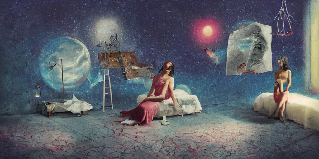 Image similar to surreal painting of loneliness in a dreamscape oneiric