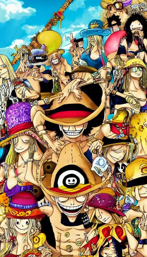 Prompt: psytrance artwork, from one piece