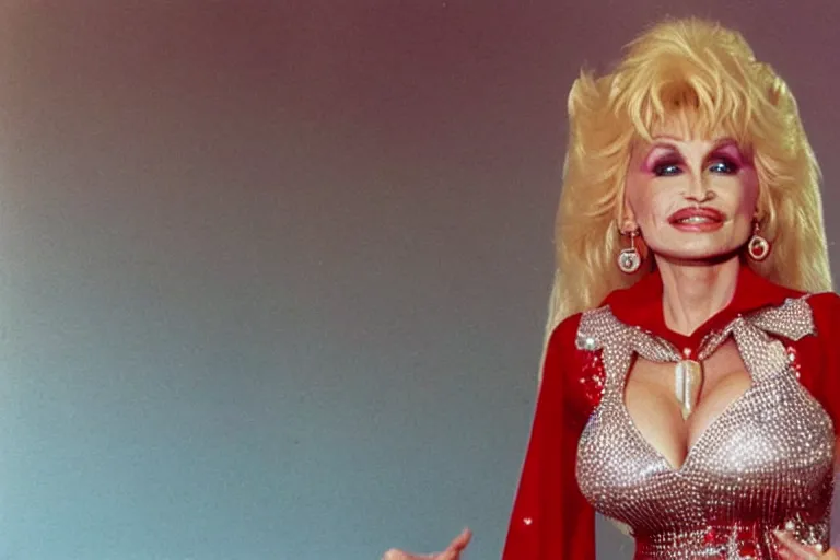 Image similar to Photo of Dolly Parton as She-Ra, 1985,