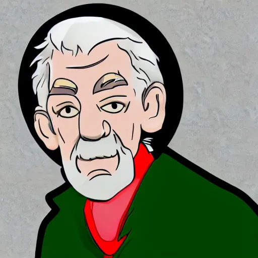 Image similar to portrait of ian mckellen in the style of homestar runner